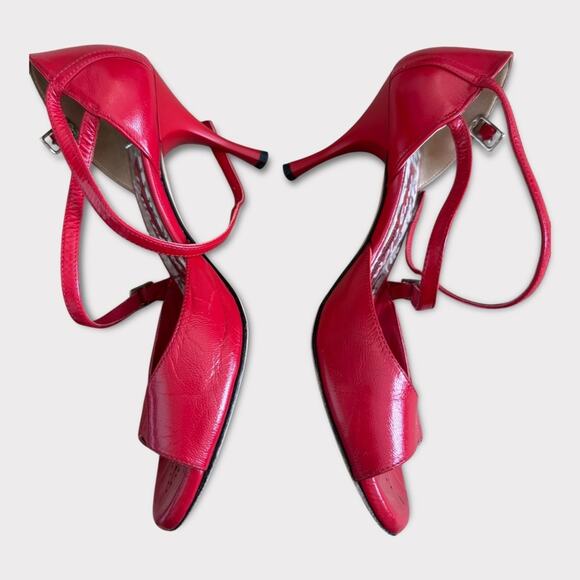 Tangolera Argentine Tango Red Vero Cuoio Italian Leather Strappy Heels- Size 6.5 - Picture 7 of 11